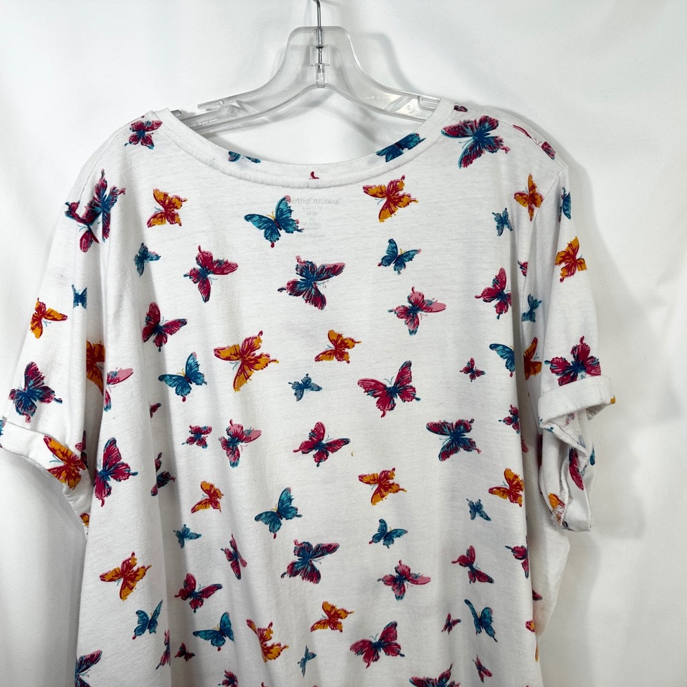 Woman Within Plus Size 30/32 Top 3X Butterfly Print‎ V-Neck Short Sleeve Tee 707 - Picture 6 of 8